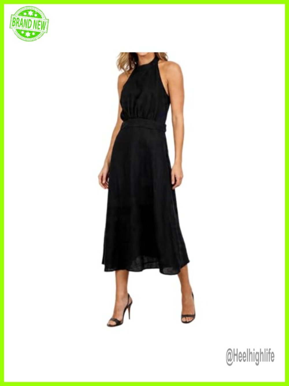 100% Linen Halter Sundress A-Line Open Back Sleeveless Summer Dress
